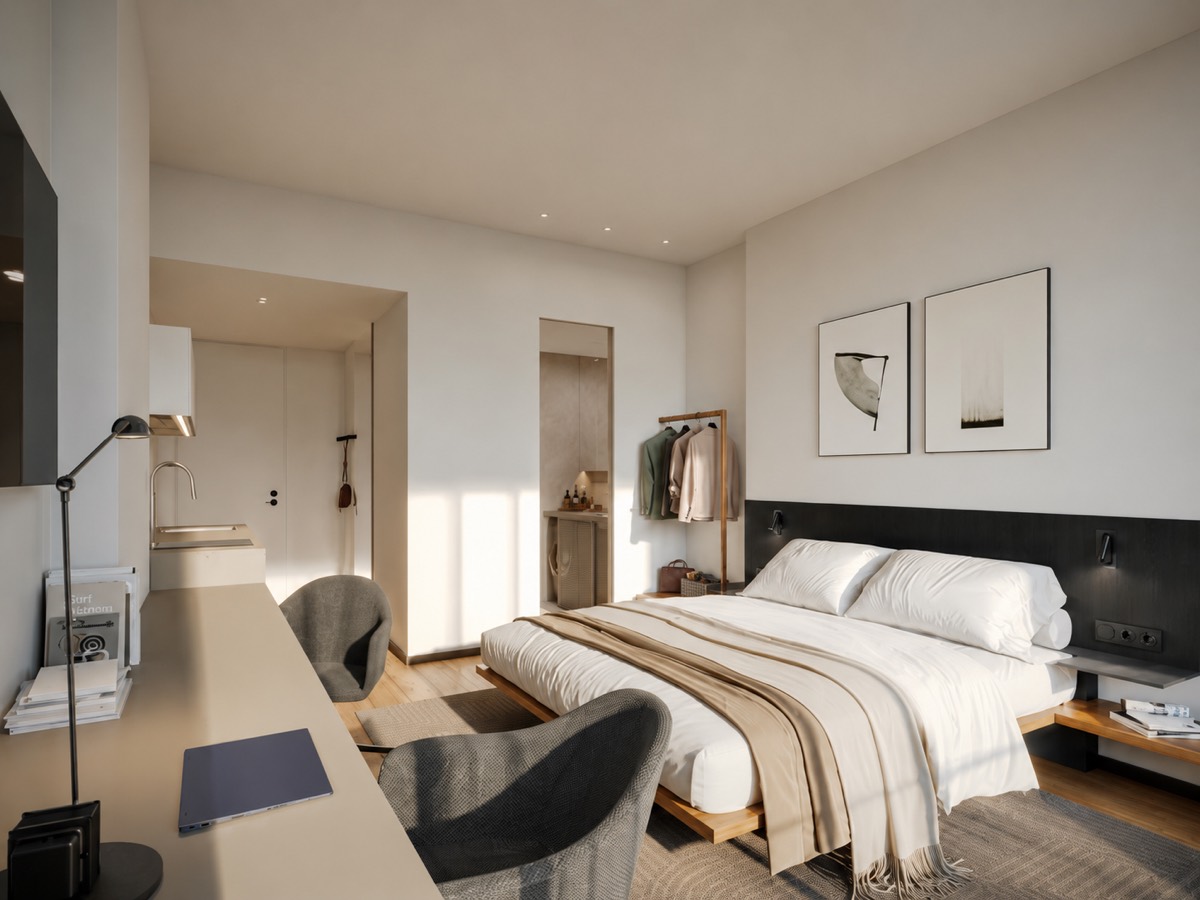 Studio apartment interior (interior visualisation)